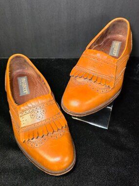 Brassboot Men's Brown Leather Slip On Kiltie Loafer Size 9D Made Italy